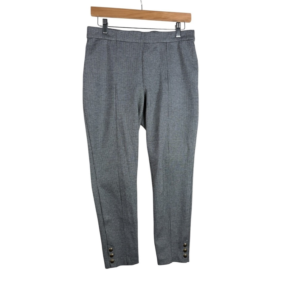 Talbots Chatham Button Hem Ankle Pants size Medium Petite Gray/Black